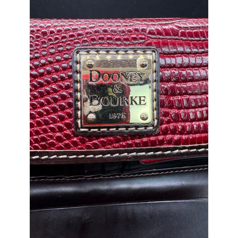 Dooney & Bourke Red Lizard Leather Continental Wallet Clutch Organizer Snap - Picture 7 of 15